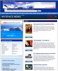 MySpace News mock-up, courtesy of Wired